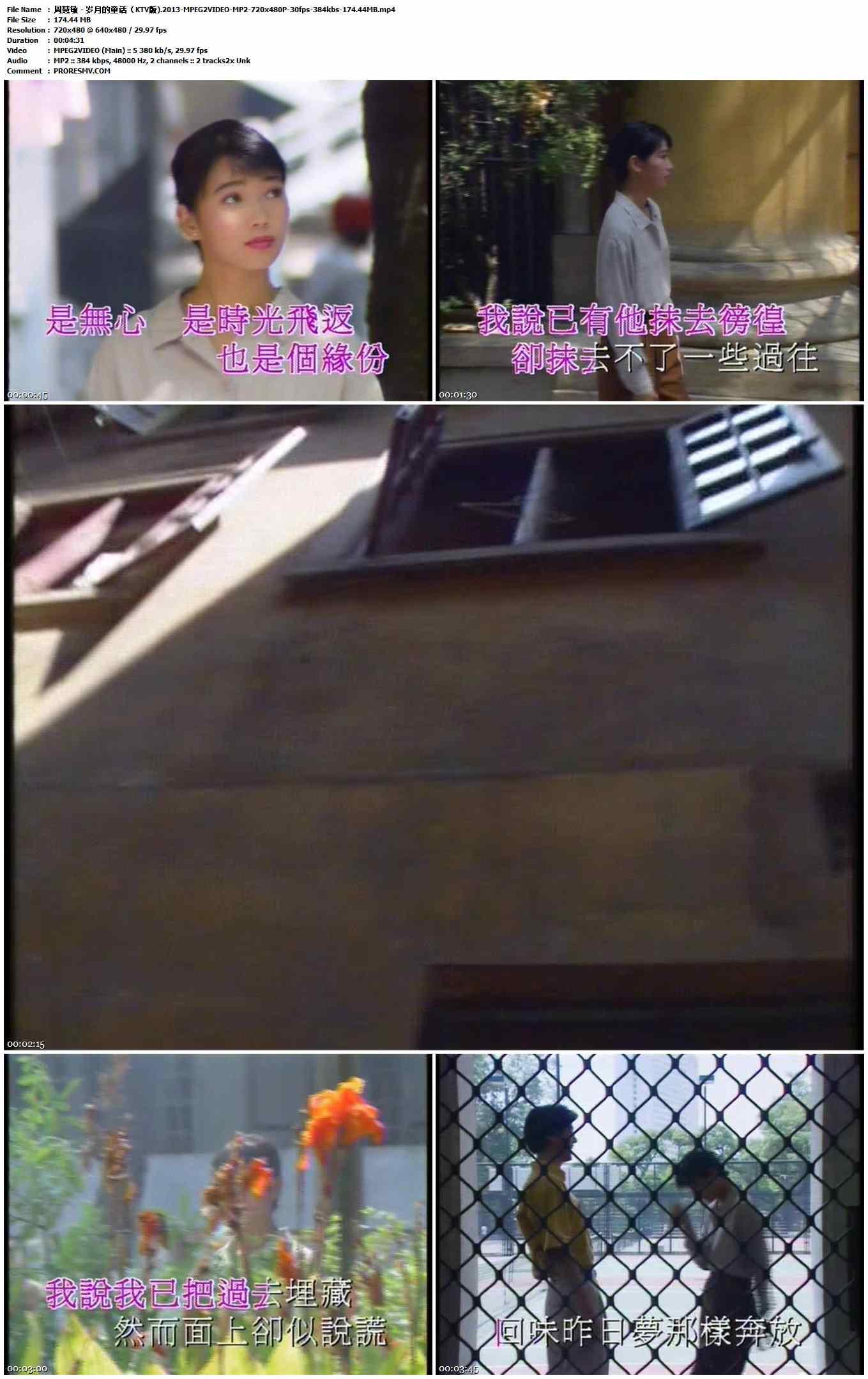 周慧敏 - 岁月的童话（KTV版).2013-MPEG2VIDEO-MP2-720x480P-30fps-384kbs-174.44MB官方MV_高清MV